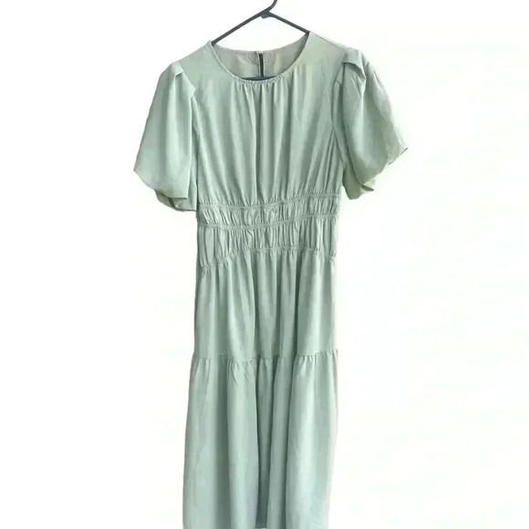 Amazon women’s ECOWISH Summer Short Puff Sleeve Crew neck light green small NWOT - Picture 2 of 6